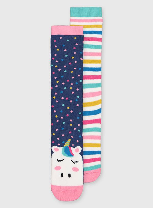 Buy Unicorn & Stripe Welly Socks 2 Pack 68.5 Underwear, socks and